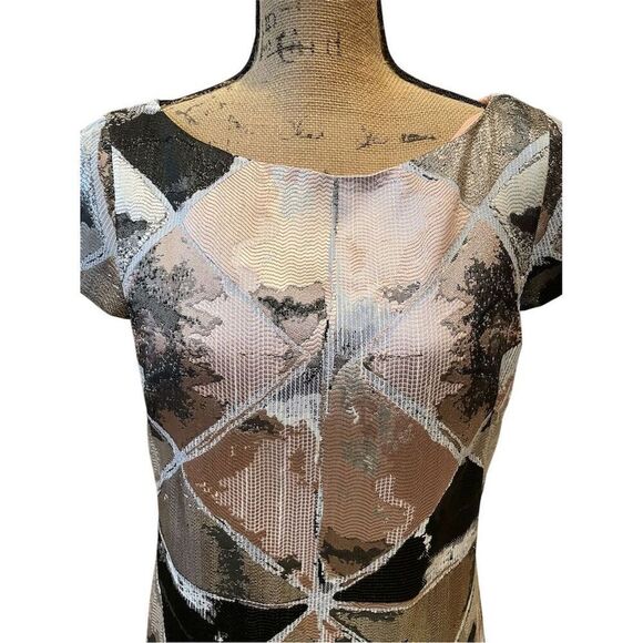 Vince Camuto Women's Geometric Jacquard Sheath Dress Size 12 Multicolor - Picture 2 of 12